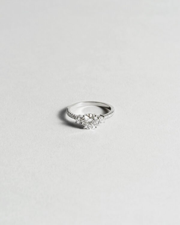 Classic Three Stone Diamond Ring Pavé