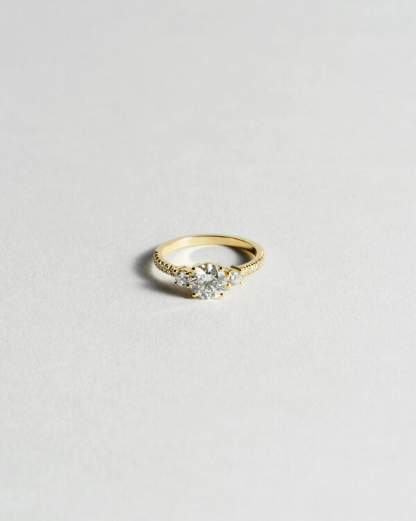 Classic Three Stone Diamond Ring Pavé