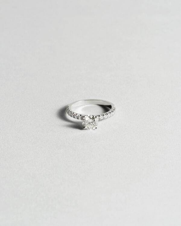 Modern Solitaire Diamond Ring Pavé