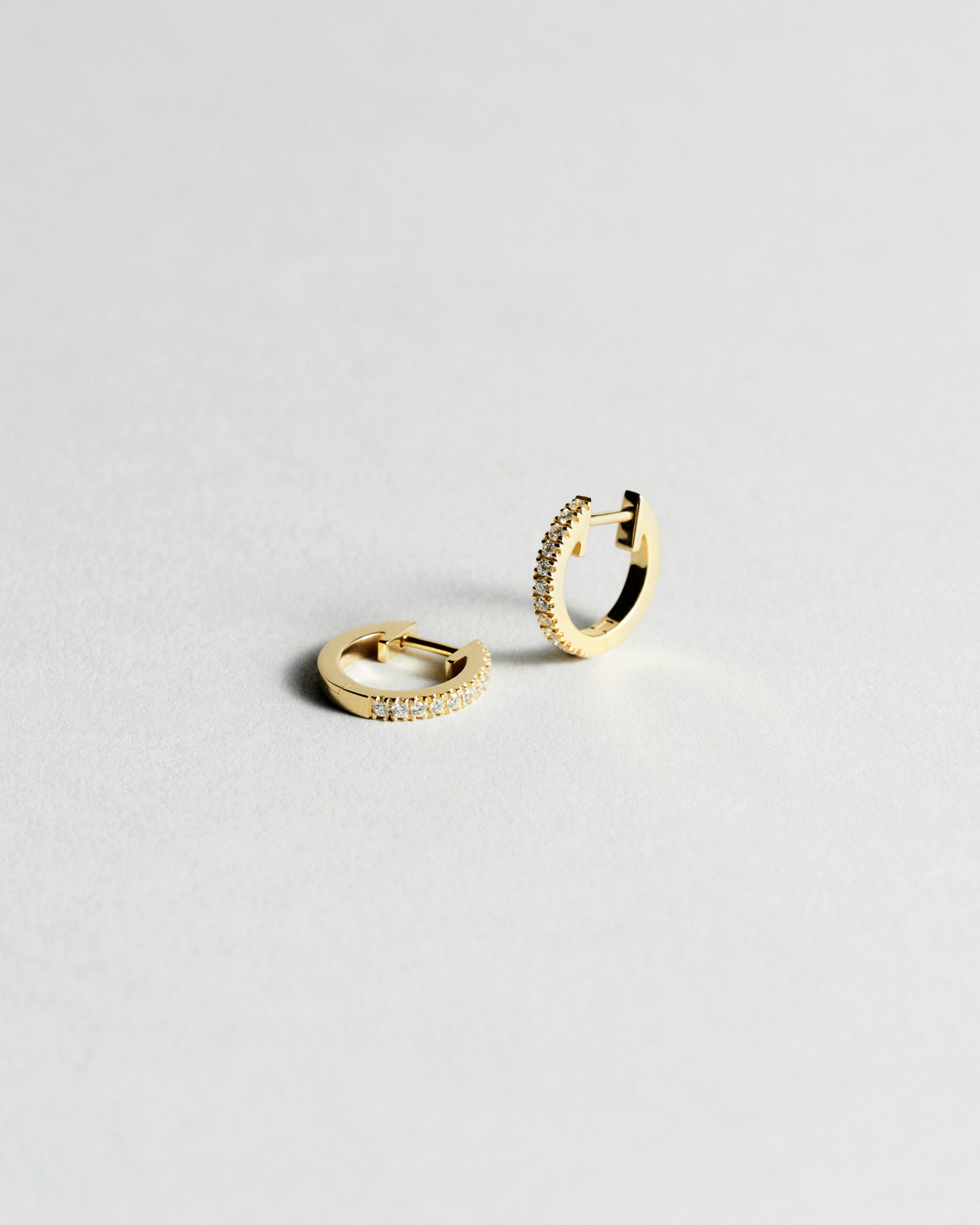 Handmade 18K Yellow Gold Filled Simulated Diamond Huggie Hoop Earrings - Antique Style