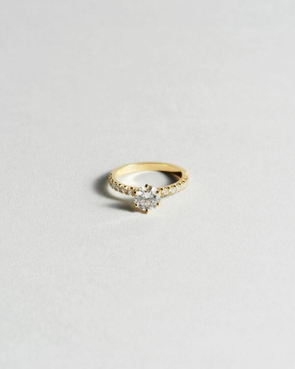 Modern Solitaire Diamond Ring 6-Prong Pavé