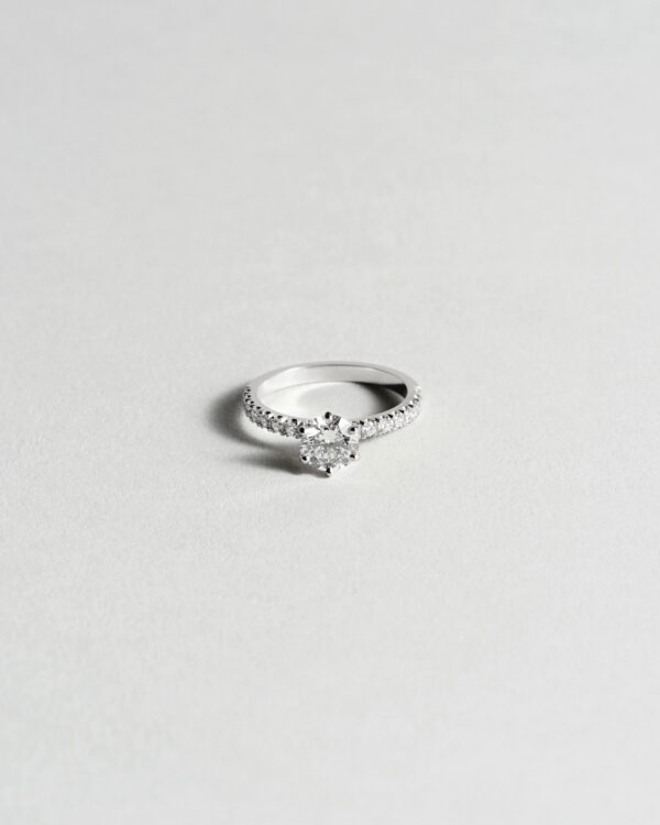 Modern Solitaire Diamond Ring 6-Prong Pavé